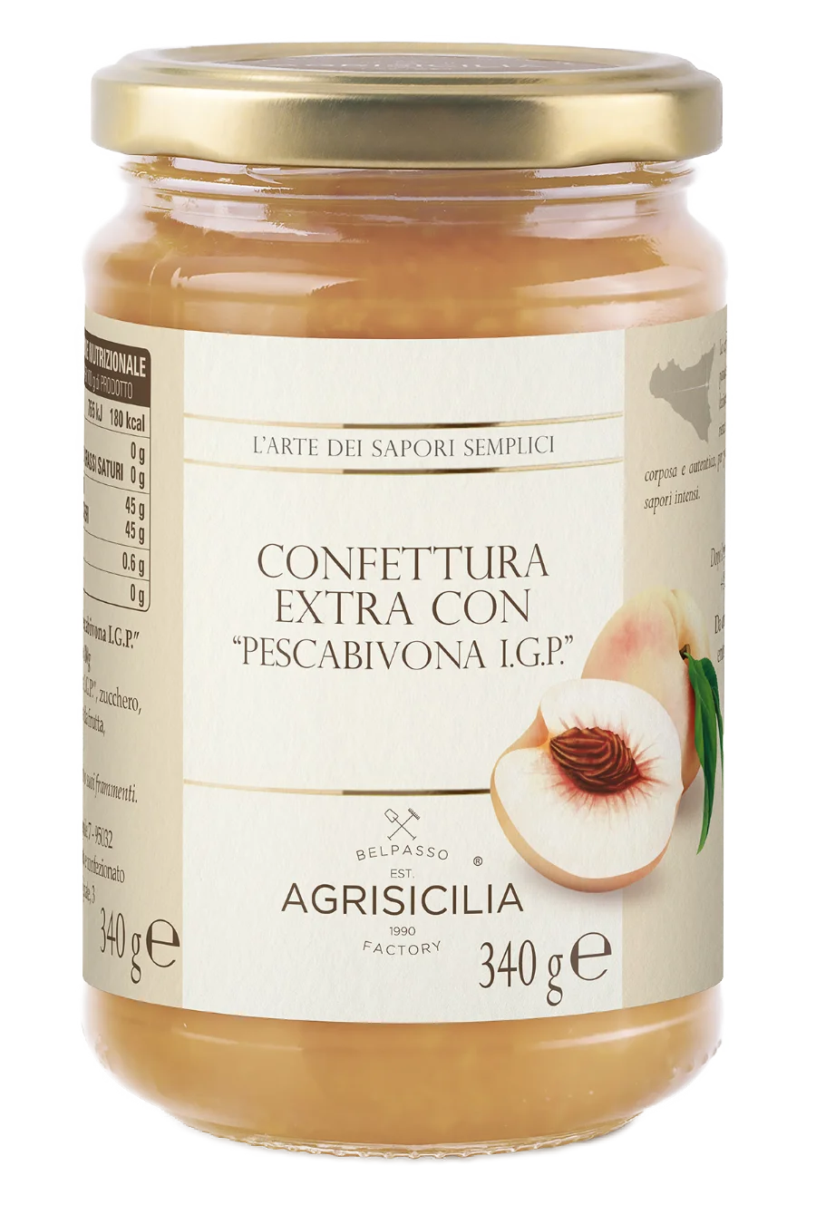 Confettura Extra con Pesca di Bivona I.G.P 340g Agrisicilia