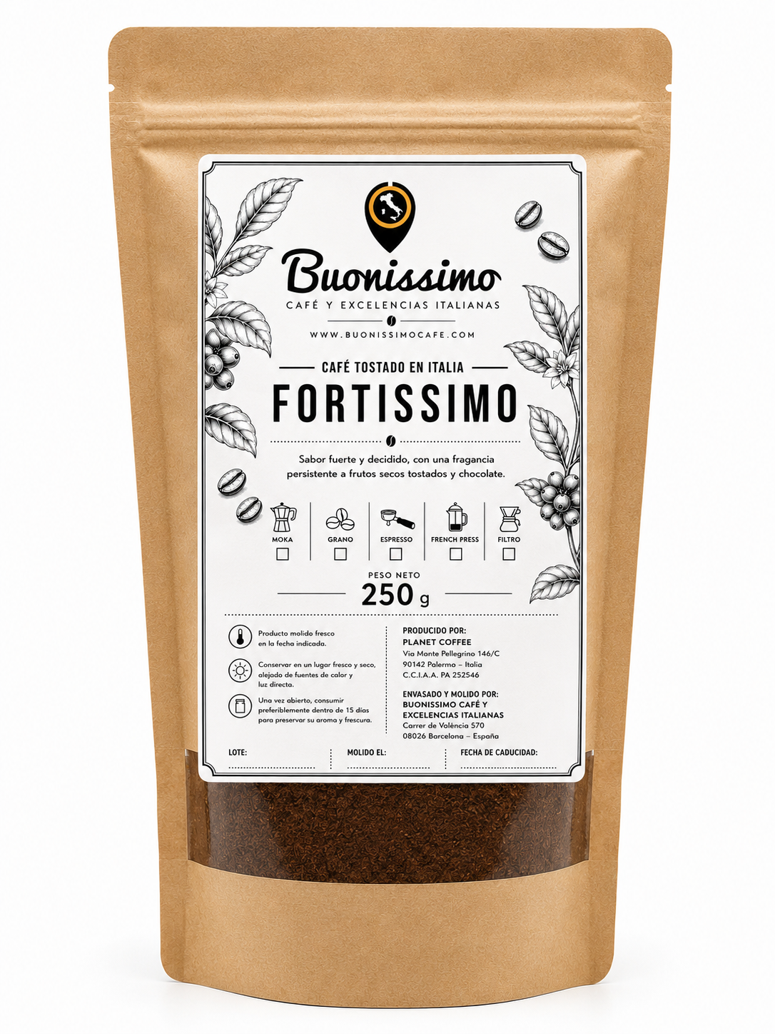 Café molido FORTISSIMO 250 g Buonissimo Café