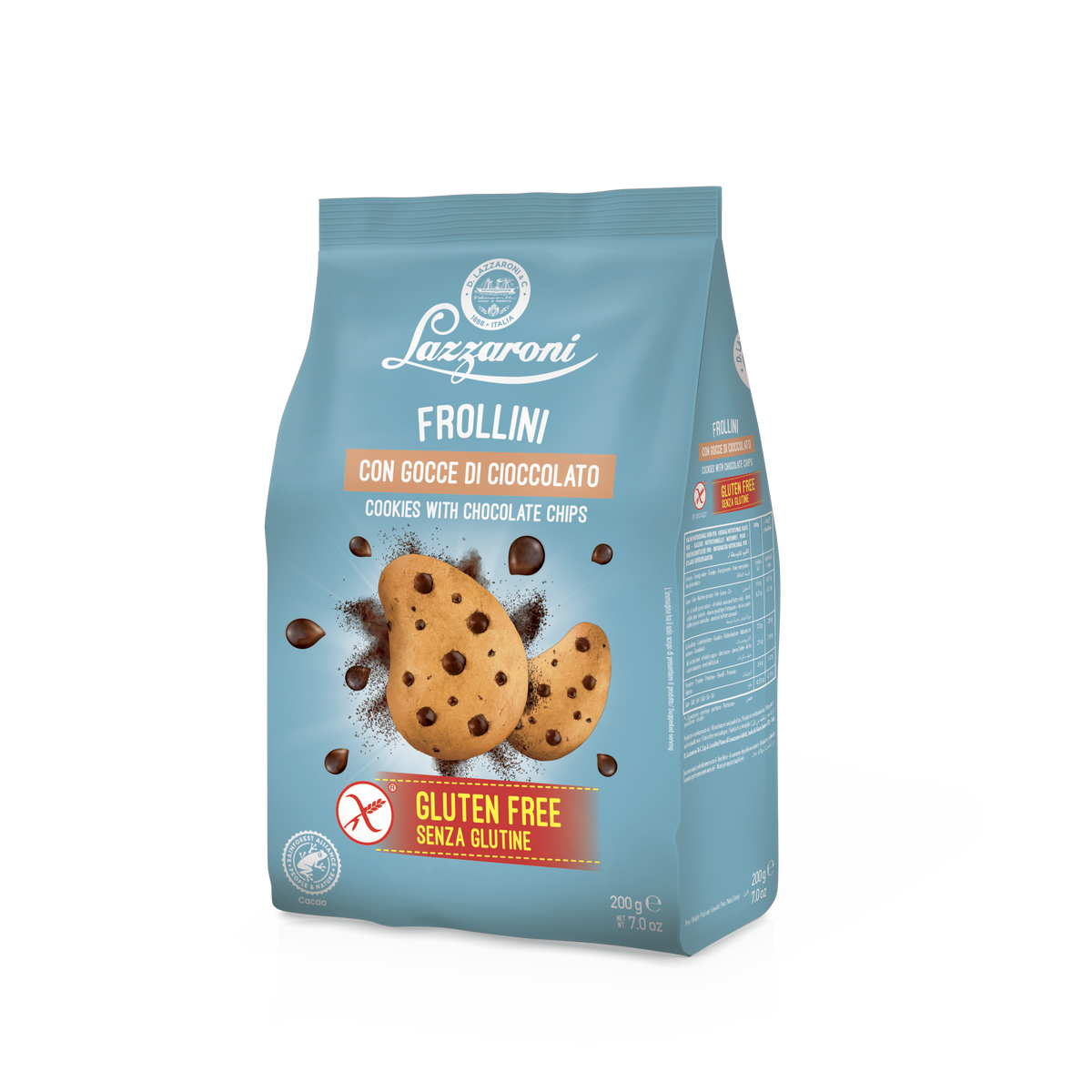 Frollino con gocce di cioccolato 200 gr Lazzaroni SIN GLUTEN