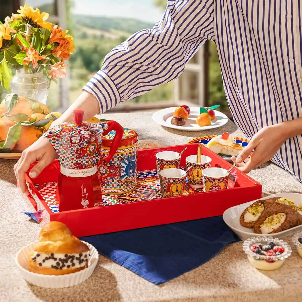 Set Moka Express Carretto Siciliano 2 tazas, Bialetti Dolce&Gabbana