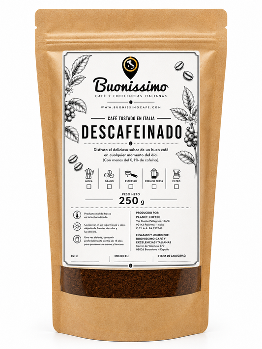 Café molido DESCAFEINADO 250 g Buonissimo Café