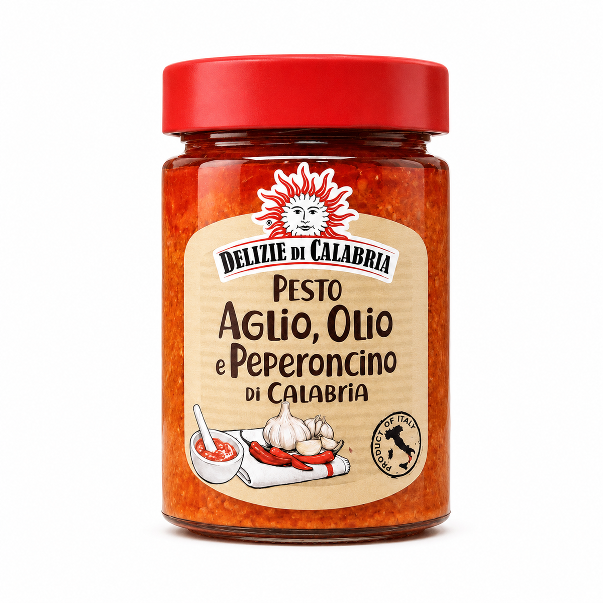 Pesto con Aglio, olio e Peperoncino di Calabria 180g Delizie di Calabria