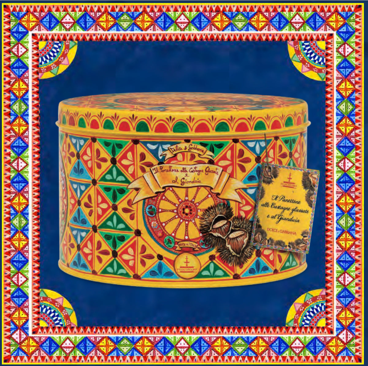 Panettone DOLCE&GABBANA Fiasconaro CON CASTAÑAS GLASEADAS Y GIANDUIA 1 kg